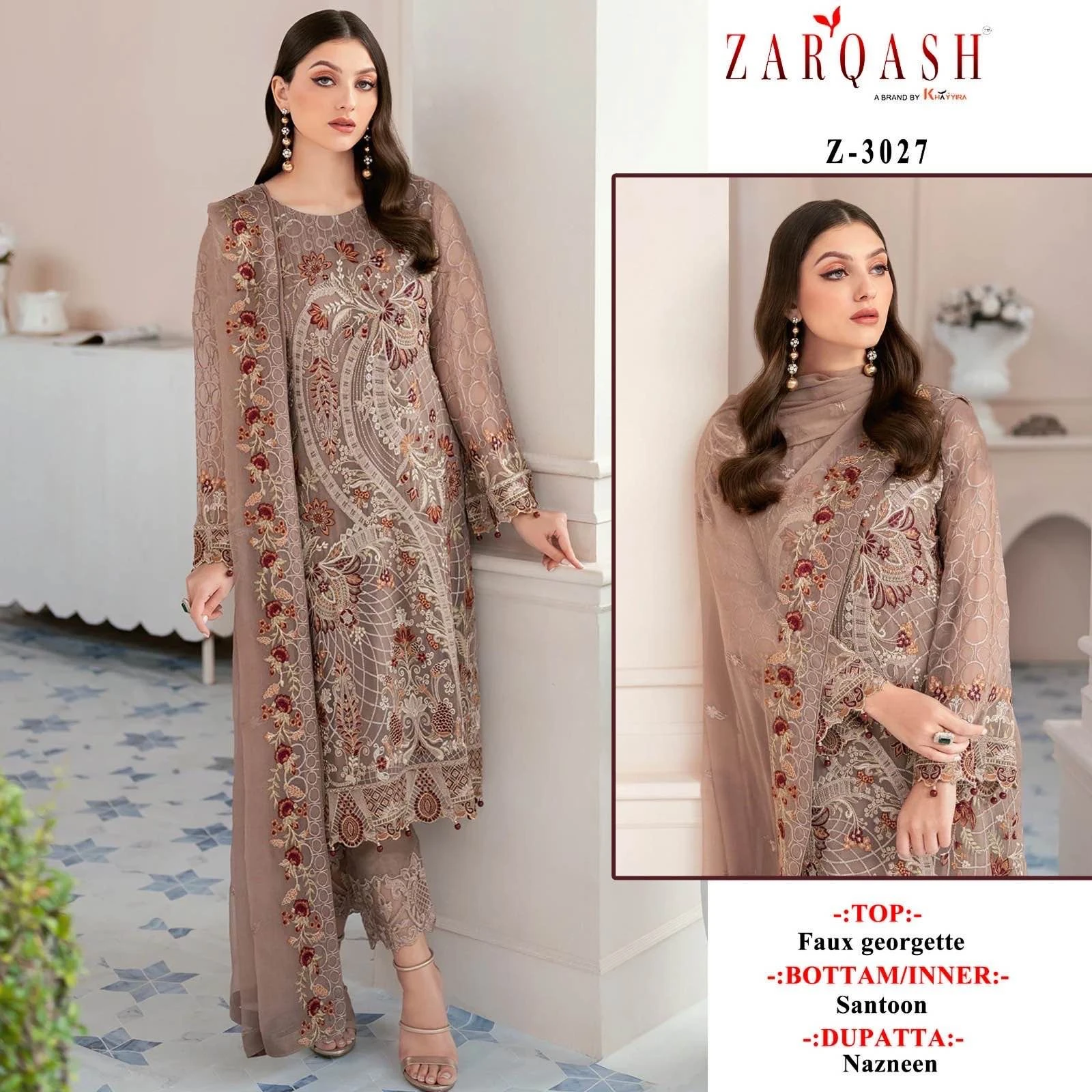 Zarqash Z-3027 Faux Georgette Wholesale Pakistani Salwar Suit — Wholesale Pakistani Suits, MPA wholesale from Surat - Gallery Image 2